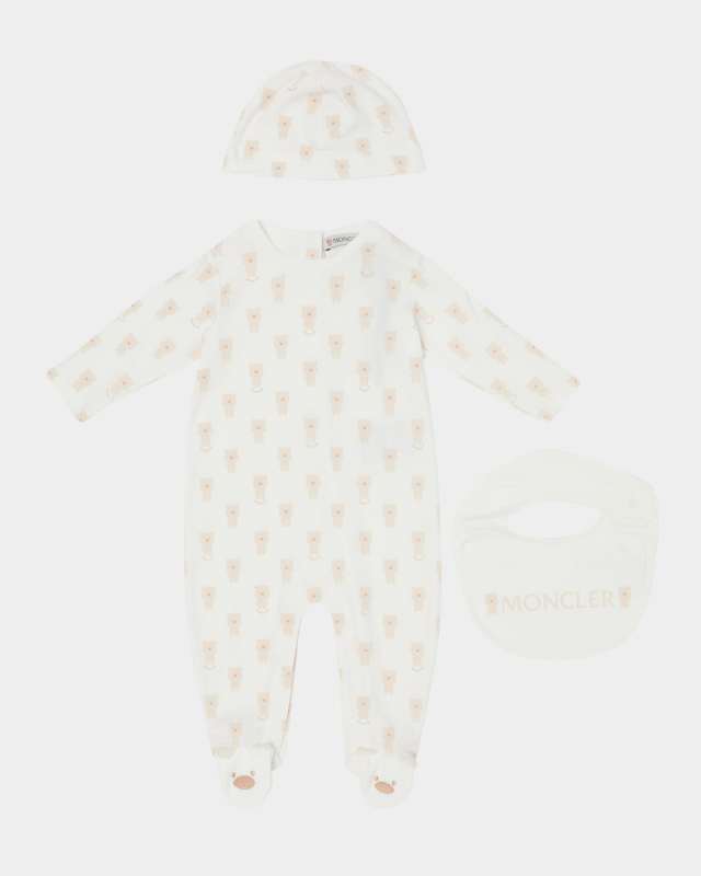 Girl's Footie, Hat, and Bib Gift Set, Size 0M-6